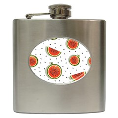 Seamless-background-pattern-with-watermelon-slices Hip Flask (6 Oz) by uniart180623