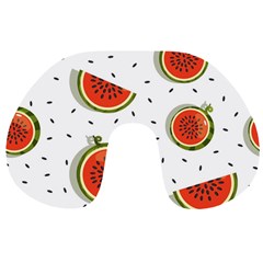 Seamless-background-pattern-with-watermelon-slices Travel Neck Pillow by uniart180623