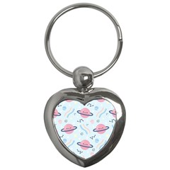 Cute-planet-space-seamless-pattern-background Key Chain (heart)