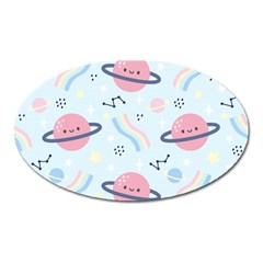 Cute-planet-space-seamless-pattern-background Oval Magnet by uniart180623