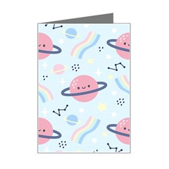 Cute-planet-space-seamless-pattern-background Mini Greeting Card by uniart180623