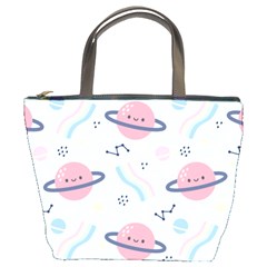 Cute-planet-space-seamless-pattern-background Bucket Bag by uniart180623