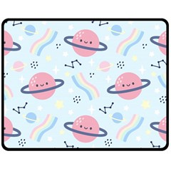 Cute-planet-space-seamless-pattern-background Fleece Blanket (medium) by uniart180623