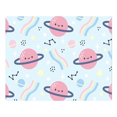 Cute-planet-space-seamless-pattern-background Two Sides Premium Plush Fleece Blanket (large) by uniart180623