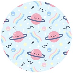 Cute-planet-space-seamless-pattern-background Wooden Bottle Opener (round)