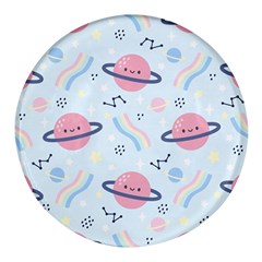 Cute-planet-space-seamless-pattern-background Round Glass Fridge Magnet (4 Pack) by uniart180623