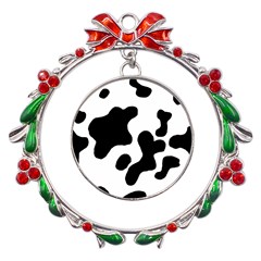 Cow Pattern Metal X mas Wreath Ribbon Ornament by uniart180623