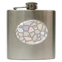 Cartoon-colored-stone-seamless-background-texture-pattern Hip Flask (6 Oz) by uniart180623