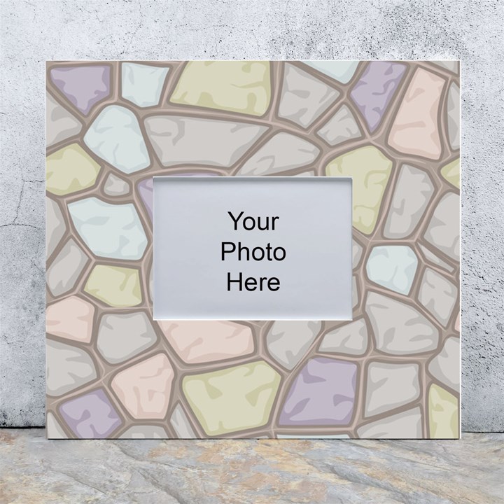 Cartoon-colored-stone-seamless-background-texture-pattern White Wall Photo Frame 5  x 7 