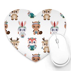 Cute-cartoon-boho-animals-seamless-pattern Heart Mousepad by uniart180623