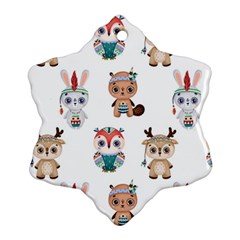 Cute-cartoon-boho-animals-seamless-pattern Snowflake Ornament (two Sides) by uniart180623