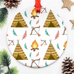 Cute-cartoon-native-american-seamless-pattern Ornament (round) by uniart180623