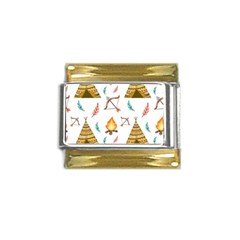 Cute-cartoon-native-american-seamless-pattern Gold Trim Italian Charm (9mm) by uniart180623