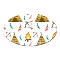 Cute-cartoon-native-american-seamless-pattern Oval Magnet by uniart180623