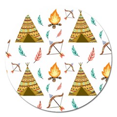 Cute-cartoon-native-american-seamless-pattern Magnet 5  (round) by uniart180623