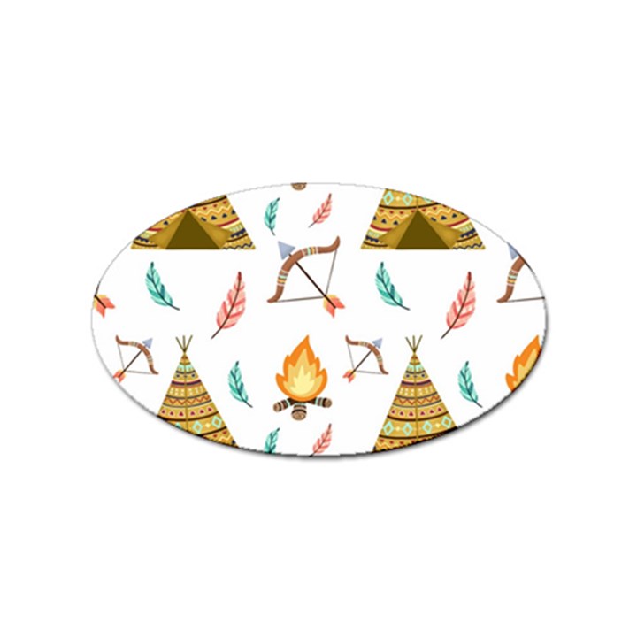 Cute-cartoon-native-american-seamless-pattern Sticker Oval (100 pack)