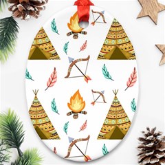 Cute-cartoon-native-american-seamless-pattern Oval Ornament (two Sides) by uniart180623