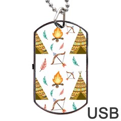 Cute-cartoon-native-american-seamless-pattern Dog Tag Usb Flash (one Side) by uniart180623