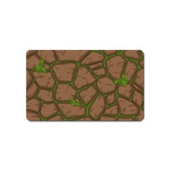 Cartoon-brown-stone-grass-seamless-background-texture-pattern Magnet (name Card) by uniart180623