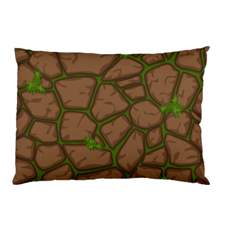 Cartoon-brown-stone-grass-seamless-background-texture-pattern Pillow Case (Two Sides)