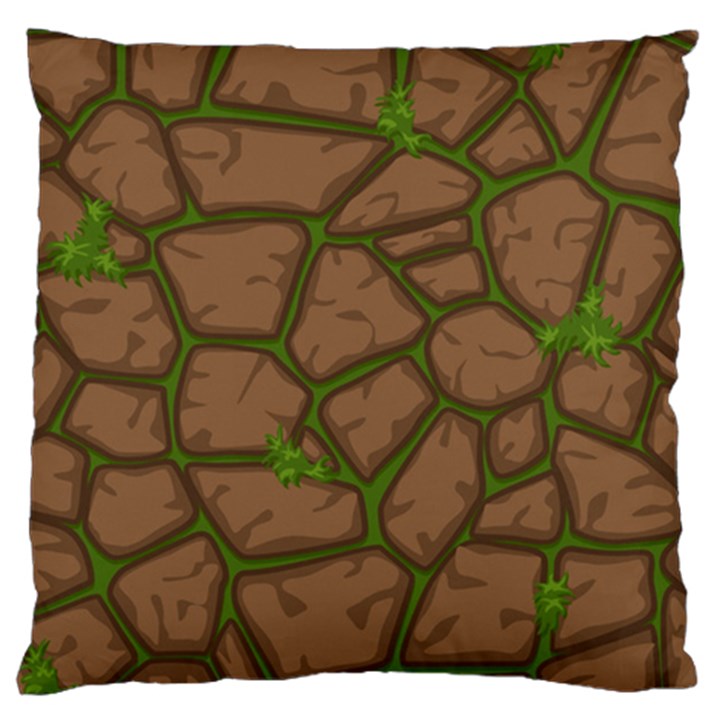 Cartoon-brown-stone-grass-seamless-background-texture-pattern Large Cushion Case (One Side)