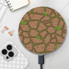 Cartoon-brown-stone-grass-seamless-background-texture-pattern Wireless Fast Charger(white) by uniart180623