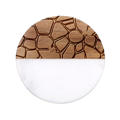 Cartoon-brown-stone-grass-seamless-background-texture-pattern Classic Marble Wood Coaster (round) 