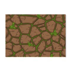 Cartoon-brown-stone-grass-seamless-background-texture-pattern Crystal Sticker (a4) by uniart180623