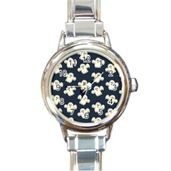 Hand-drawn-ghost-pattern Round Italian Charm Watch