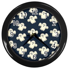 Hand-drawn-ghost-pattern Wall Clock (black) by uniart180623