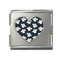 Hand-drawn-ghost-pattern Mega Link Heart Italian Charm (18mm) by uniart180623