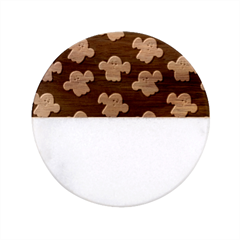 Hand-drawn-ghost-pattern Classic Marble Wood Coaster (round) 