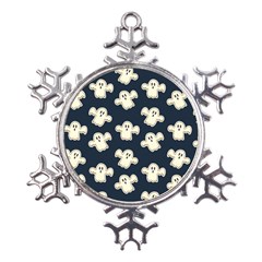 Hand-drawn-ghost-pattern Metal Large Snowflake Ornament by uniart180623