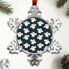 Hand-drawn-ghost-pattern Metal Small Snowflake Ornament by uniart180623