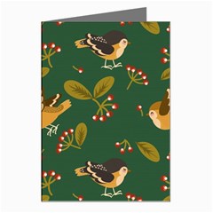 Cute-seamless-pattern-bird-with-berries-leaves Greeting Cards (pkg Of 8) by uniart180623