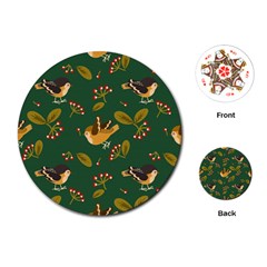 Cute-seamless-pattern-bird-with-berries-leaves Playing Cards Single Design (round) by uniart180623