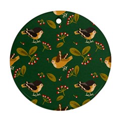 Cute-seamless-pattern-bird-with-berries-leaves Round Ornament (two Sides) by uniart180623