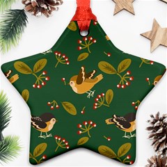 Cute-seamless-pattern-bird-with-berries-leaves Star Ornament (two Sides) by uniart180623