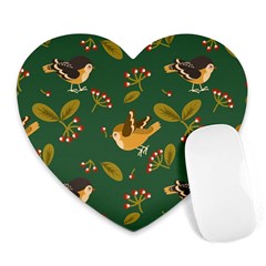 Cute-seamless-pattern-bird-with-berries-leaves Heart Mousepad by uniart180623