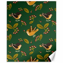 Cute-seamless-pattern-bird-with-berries-leaves Canvas 11  X 14  by uniart180623