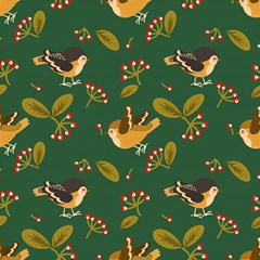 Cute-seamless-pattern-bird-with-berries-leaves Play Mat (rectangle) by uniart180623