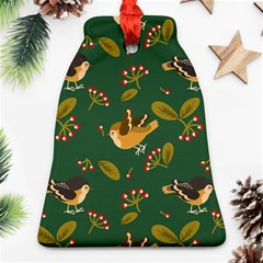 Cute-seamless-pattern-bird-with-berries-leaves Ornament (bell) by uniart180623