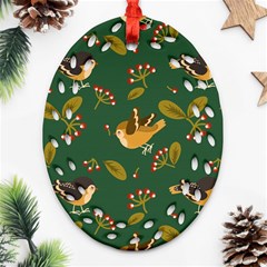 Cute-seamless-pattern-bird-with-berries-leaves Ornament (oval Filigree)