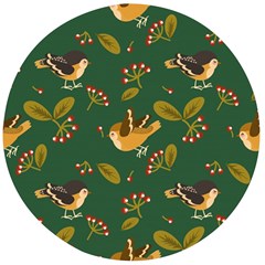 Cute-seamless-pattern-bird-with-berries-leaves Wooden Bottle Opener (round)