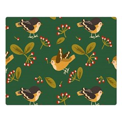 Cute-seamless-pattern-bird-with-berries-leaves Premium Plush Fleece Blanket (large) by uniart180623