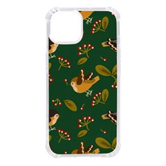 Cute-seamless-pattern-bird-with-berries-leaves Iphone 14 Tpu Uv Print Case by uniart180623