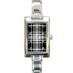 Pixel-background-design-modern-seamless-pattern-plaid-square-texture-fabric-tartan-scottish-textile- Rectangle Italian Charm Watch