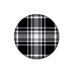 Pixel-background-design-modern-seamless-pattern-plaid-square-texture-fabric-tartan-scottish-textile- Rubber Round Coaster (4 Pack)