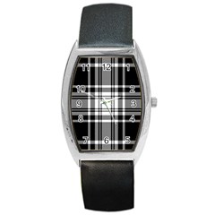 Pixel-background-design-modern-seamless-pattern-plaid-square-texture-fabric-tartan-scottish-textile- Barrel Style Metal Watch by uniart180623