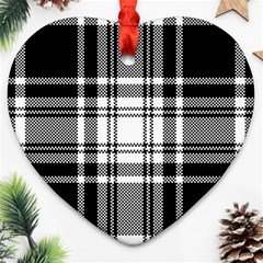 Pixel-background-design-modern-seamless-pattern-plaid-square-texture-fabric-tartan-scottish-textile- Heart Ornament (two Sides) by uniart180623